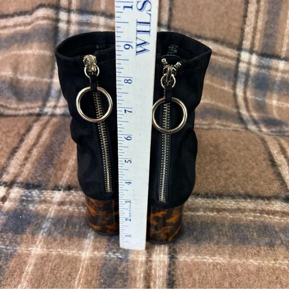 Zara Boots Womens EU 39 Black Tortoiseshell Heeled Ankle Ring Zipper Handle - Picture 11 of 12